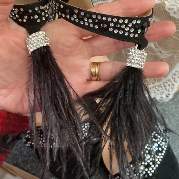 Wedding Dress Party & Evening Stiletto Heel Pearl Tassel Black Color Size 12 - Picture 12 of 16